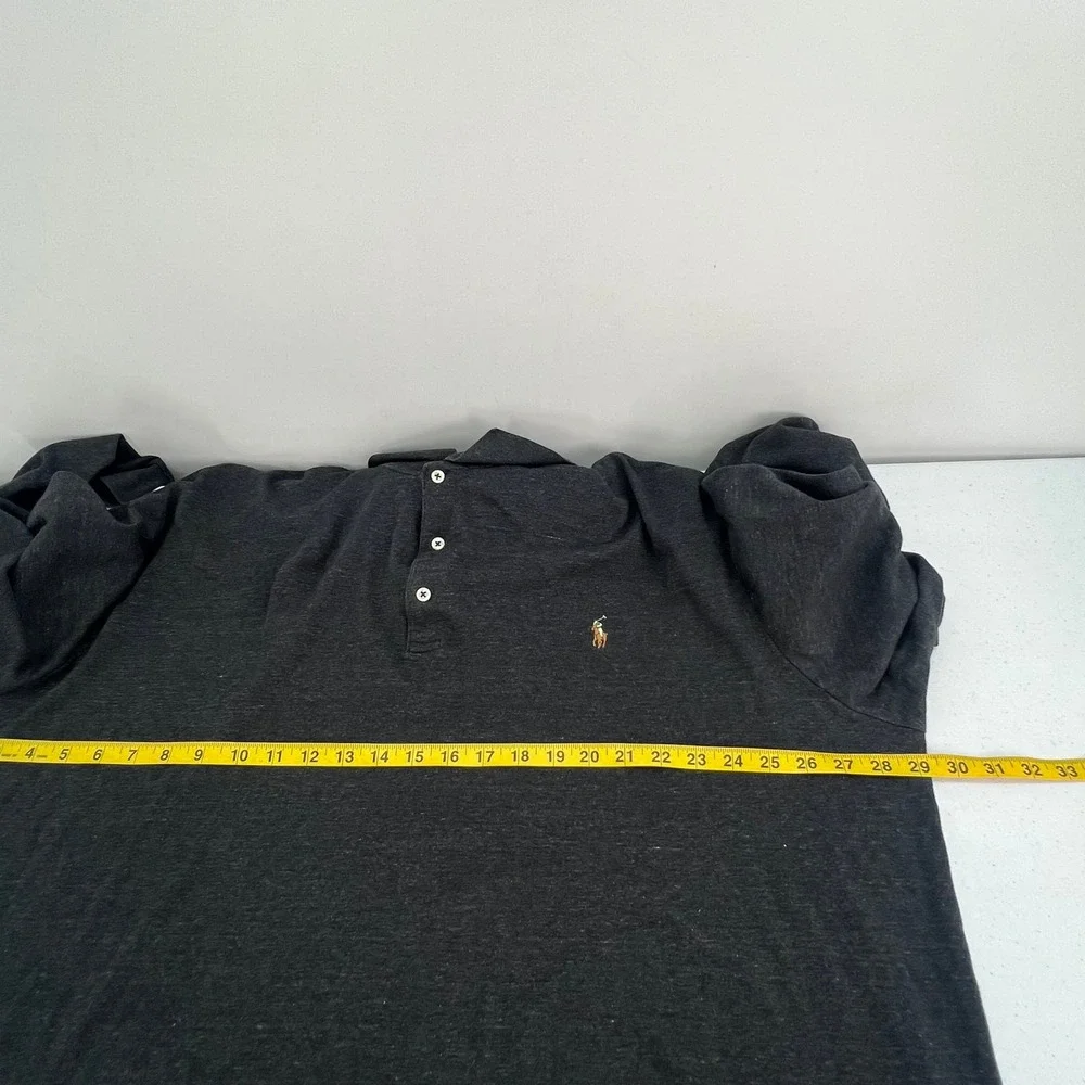 Polo Ralph Lauren Mens 3XLT Long Sleeve Polo Shirt Charcoal Gray Classic Preppy